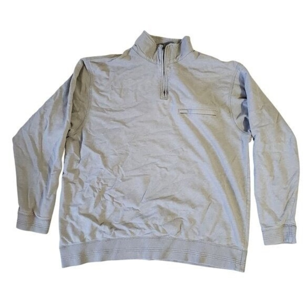 Roundtree‎ & Yorke Quarter Zip Pullover Mens XL Tan Cotton Long Sleeve Sweater
